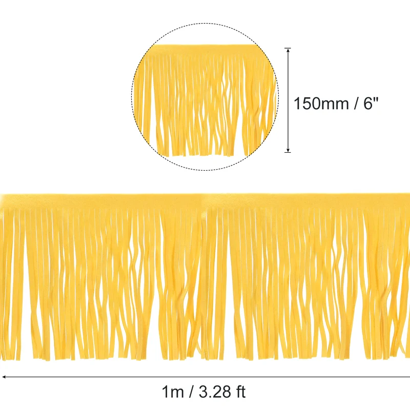 1 Yard 6 Inch PU Leather Fringe Trim DIY Tassel Fringe for Sewing, Yellow