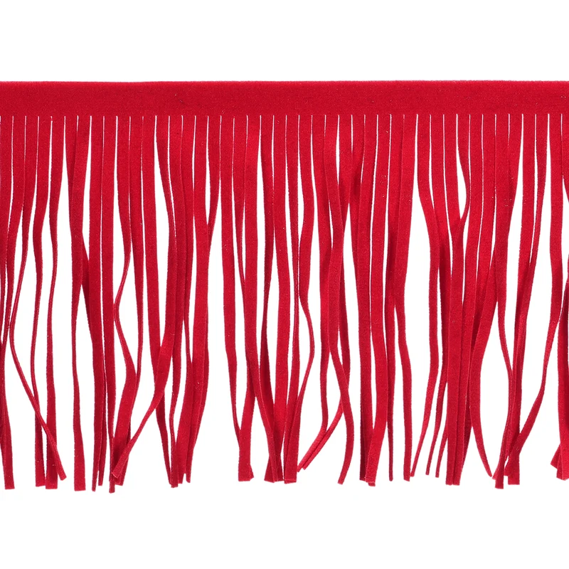 1 Yard 6 Inch PU Leather Fringe Trim DIY Tassel Fringe for Sewing, Red
