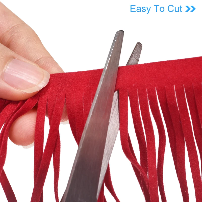 1 Yard 6 Inch PU Leather Fringe Trim DIY Tassel Fringe for Sewing, Red
