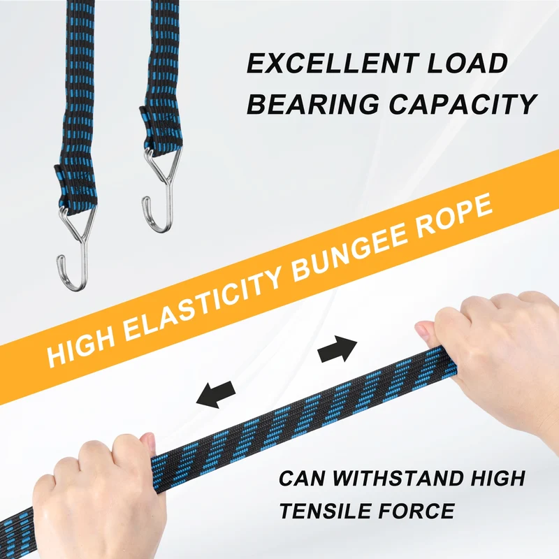 4Pcs Adjustable Bungee Cord with Hook 79" Elastic Bungee Straps, Blue