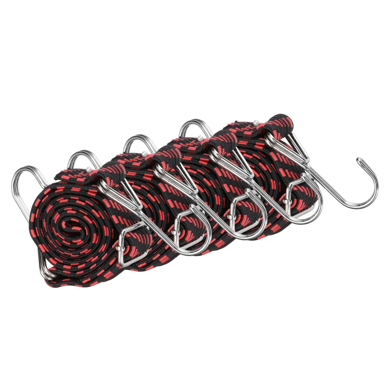 4Pcs Adjustable Bungee Cord with Hook 39" Elastic Bungee Straps, Red