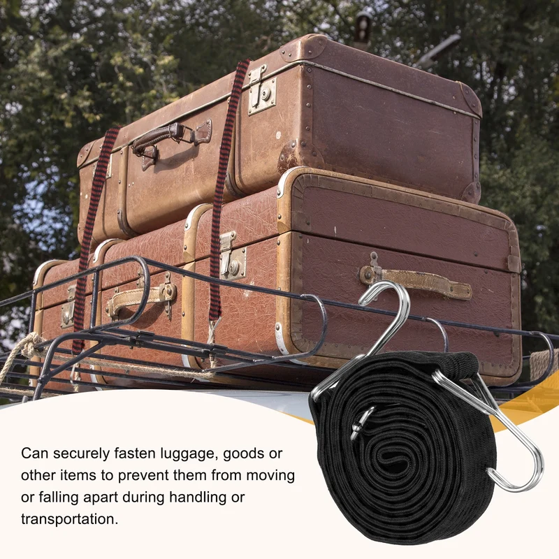 2Pcs Adjustable Bungee Cord with Hook 79" Elastic Bungee Straps, Black