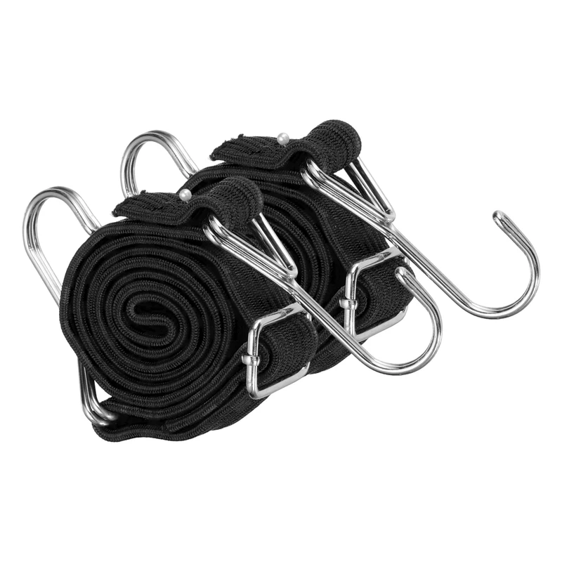 2Pcs Adjustable Bungee Cord with Hook 39" Elastic Bungee Straps, Black