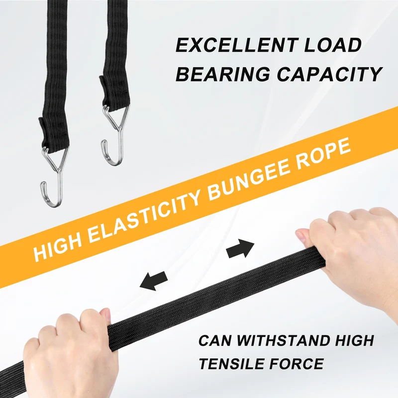 2Pcs Adjustable Bungee Cord with Hook 39" Elastic Bungee Straps, Black