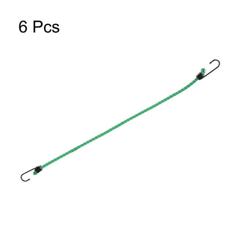 6Pcs Bungee Cord with Hooks 24" Rubber Bungee Cords for Outdoor, Green