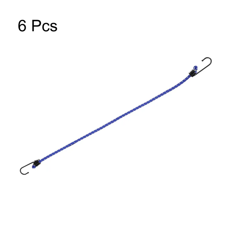 6Pcs Bungee Cord with Hooks 24" Rubber Bungee Cords for Outdoor, Blue