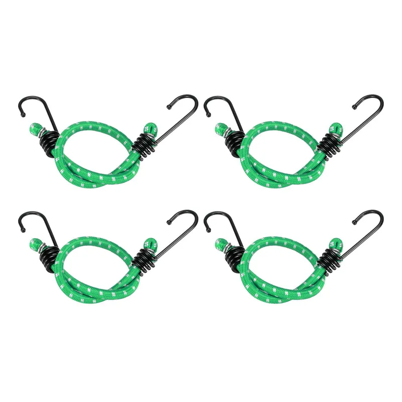 4Pcs Bungee Cord with Hooks 16" Rubber Bungee Cords for Outdoor, Green