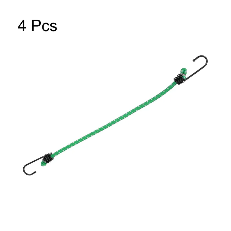 4Pcs Bungee Cord with Hooks 16" Rubber Bungee Cords for Outdoor, Green