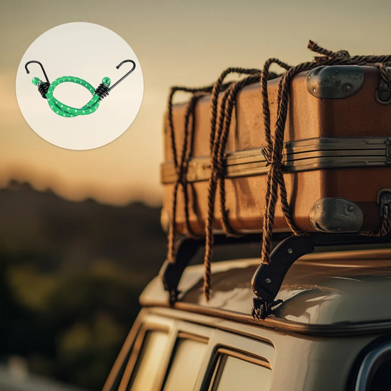 4Pcs Bungee Cord with Hooks 16" Rubber Bungee Cords for Outdoor, Green