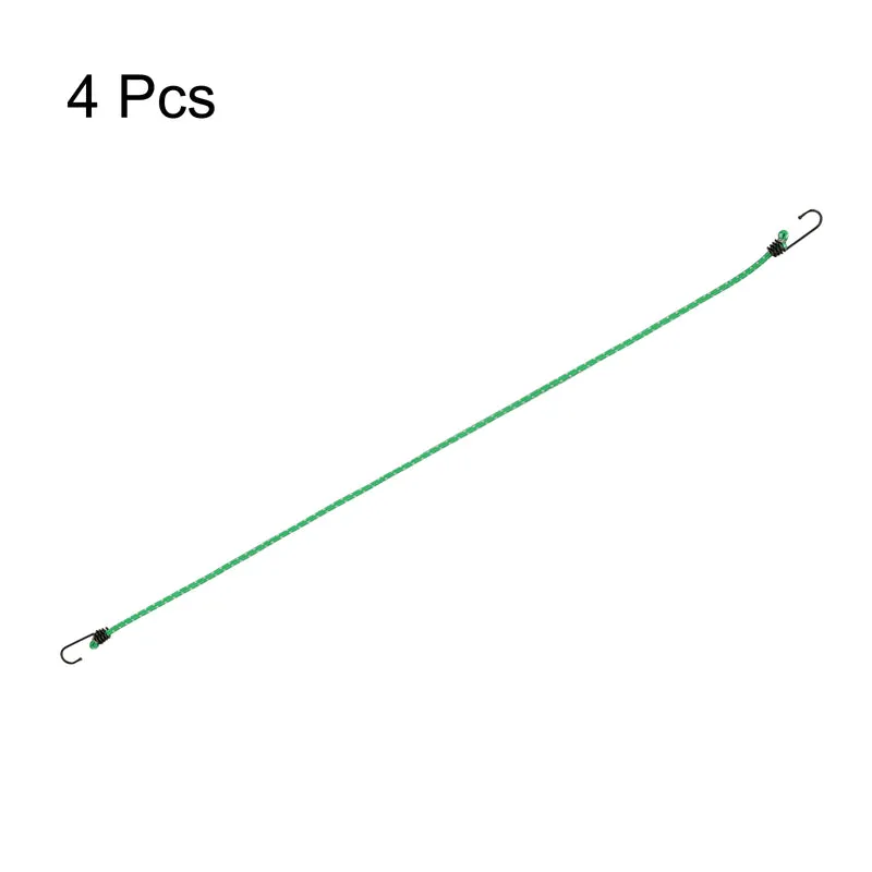 4Pcs Bungee Cord with Hooks 47" Rubber Bungee Cords for Outdoor, Green