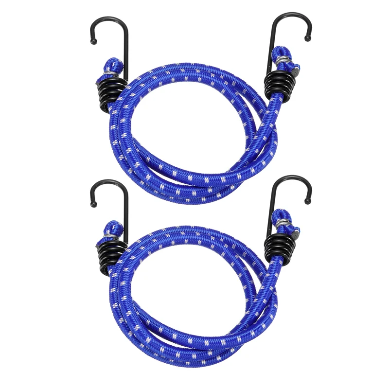 2Pcs Bungee Cord with Hooks 31" Rubber Bungee Cords for Outdoor, Blue