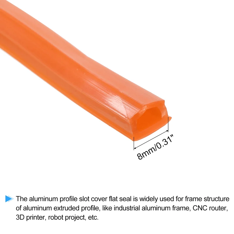 Aluminum Profile Slot Cover Flat Seal Orange 8M 8mm 3030 4040 Series