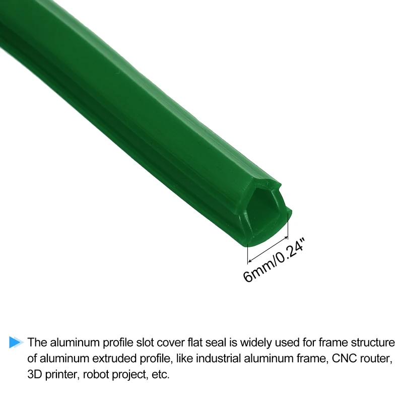 Aluminum Profile Slot Cover Flat Seal Green 8M 6mm 2020 Series