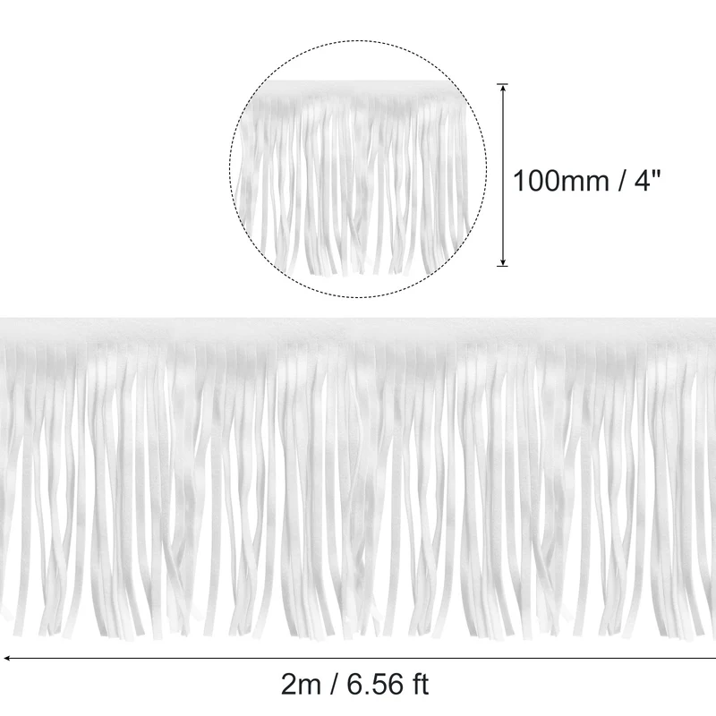 2 Yards 4 Inch PU Leather Fringe Trim DIY Tassel Fringe for Sewing, White
