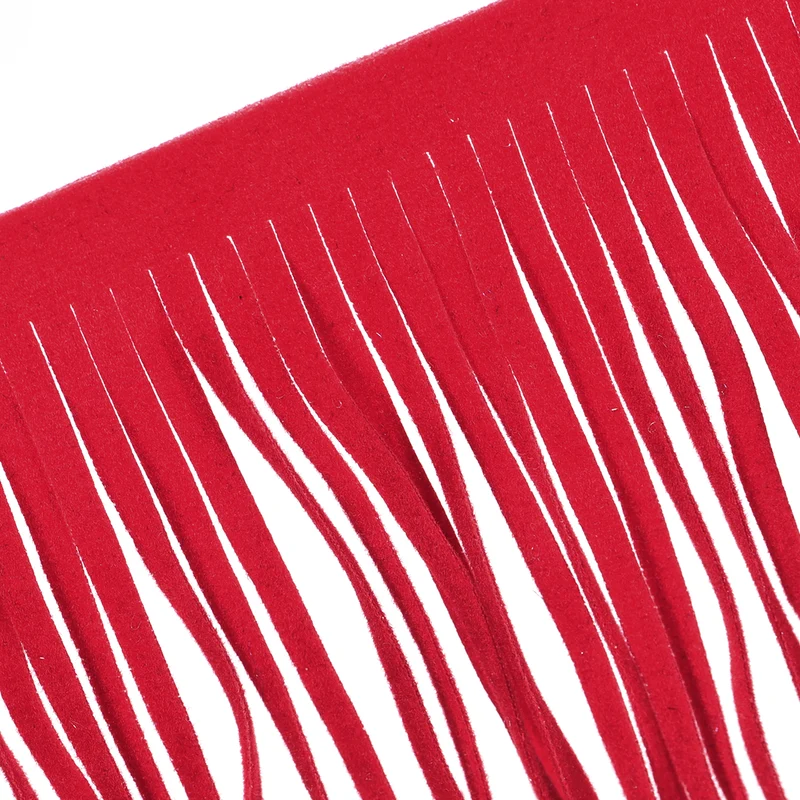 2 Yards 4 Inch PU Leather Fringe Trim DIY Tassel Fringe for Sewing Red