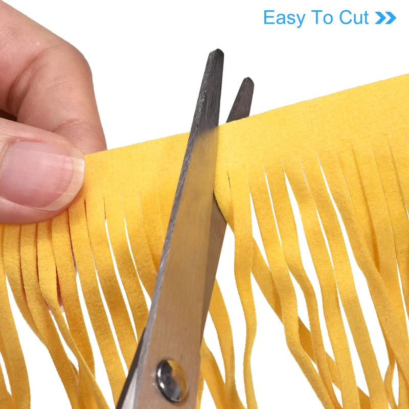 1 Yard 4 Inch PU Leather Fringe Trim DIY Tassel Fringe for Sewing Yellow,