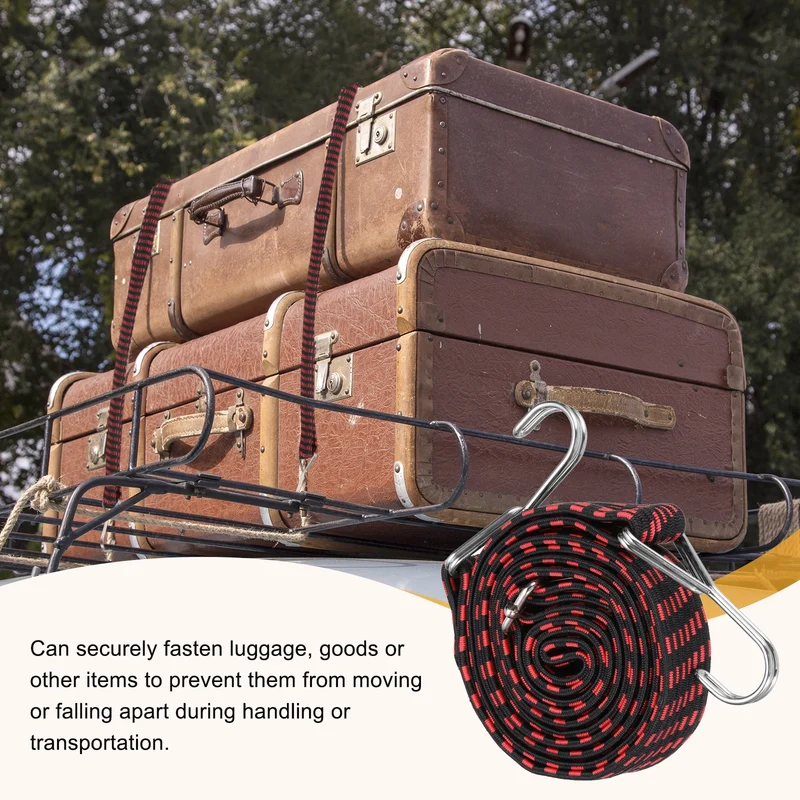 2Pcs Adjustable Bungee Cord with Hook 79" Elastic Bungee Straps, Red