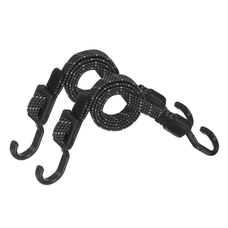 2pcs Adjustable Bungee Cords with Hook 39" Elastic Bungee Strap, Black Gray