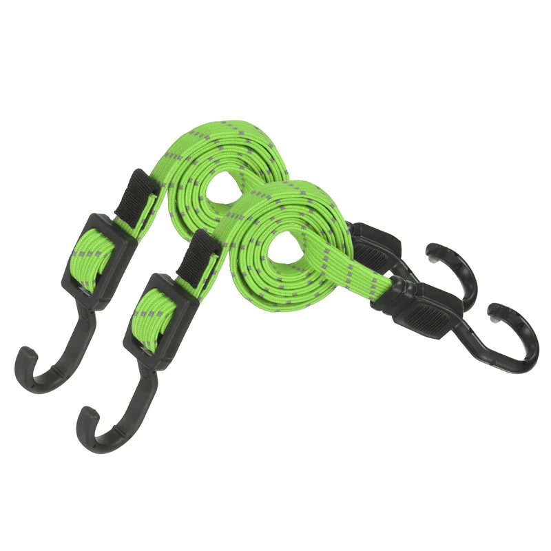 2pcs Adjustable Bungee Cords with Hook 39" Elastic Bungee Strap, Bright Green