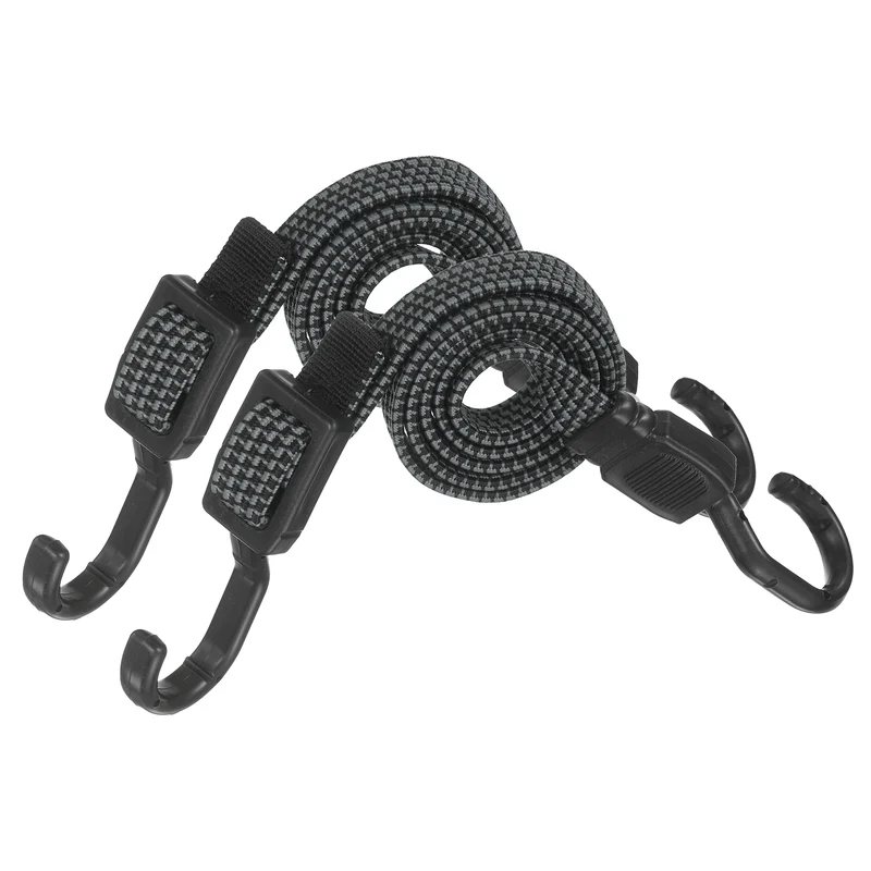 2pcs Adjustable Bungee Cords with Hook 39" Elastic Bungee Strap, Grey Black