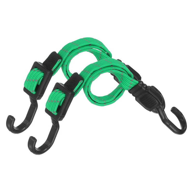 2pcs Adjustable Bungee Cords with Hook 24" Elastic Bungee Strap, Bright Green