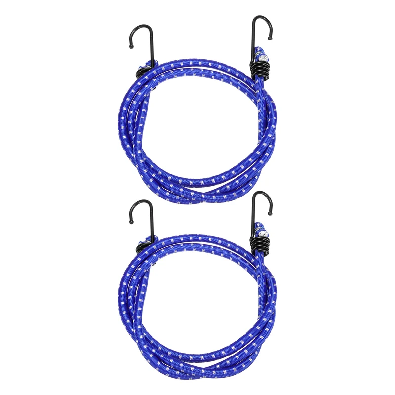 2Pcs Bungee Cord with Hooks 47" Rubber Bungee Cords for Outdoor, Blue