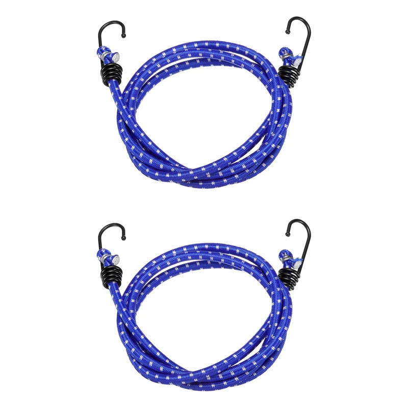 2Pcs Bungee Cord with Hooks 60" Rubber Bungee Cords for Outdoor, Blue