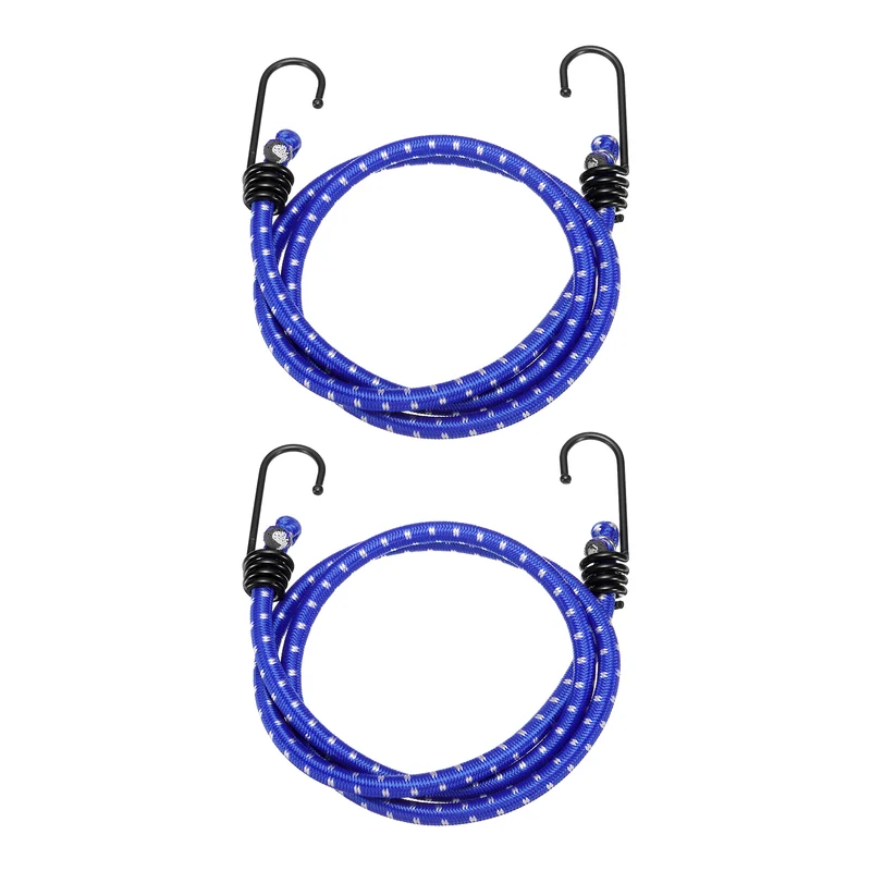2Pcs Bungee Cord with Hooks 40" Rubber Bungee Cords for Outdoor, Blue