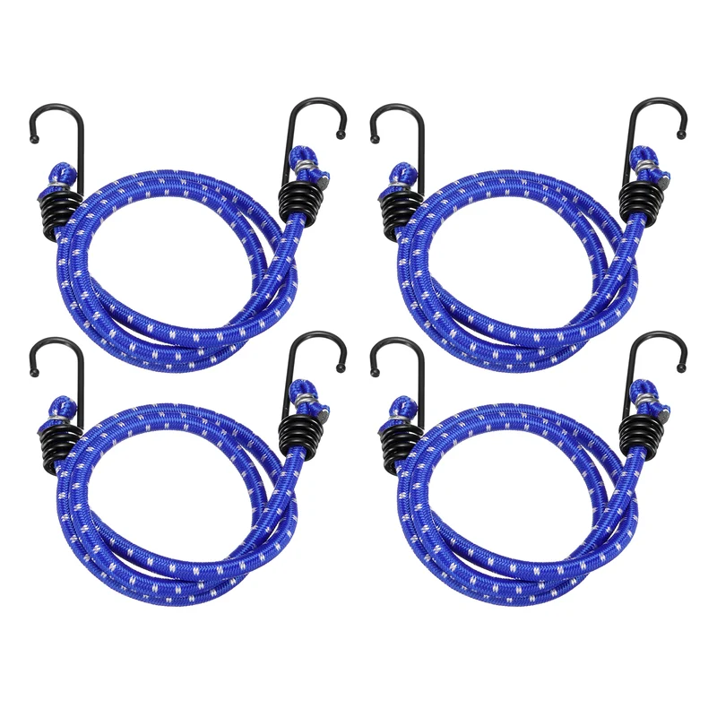 4Pcs Bungee Cord with Hooks 31" Rubber Bungee Cords for Outdoor, Blue