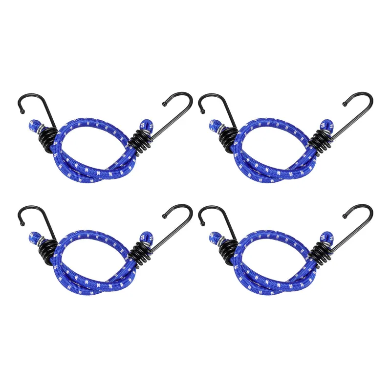 4Pcs Bungee Cord with Hooks 16" Rubber Bungee Cords for Outdoor, Blue