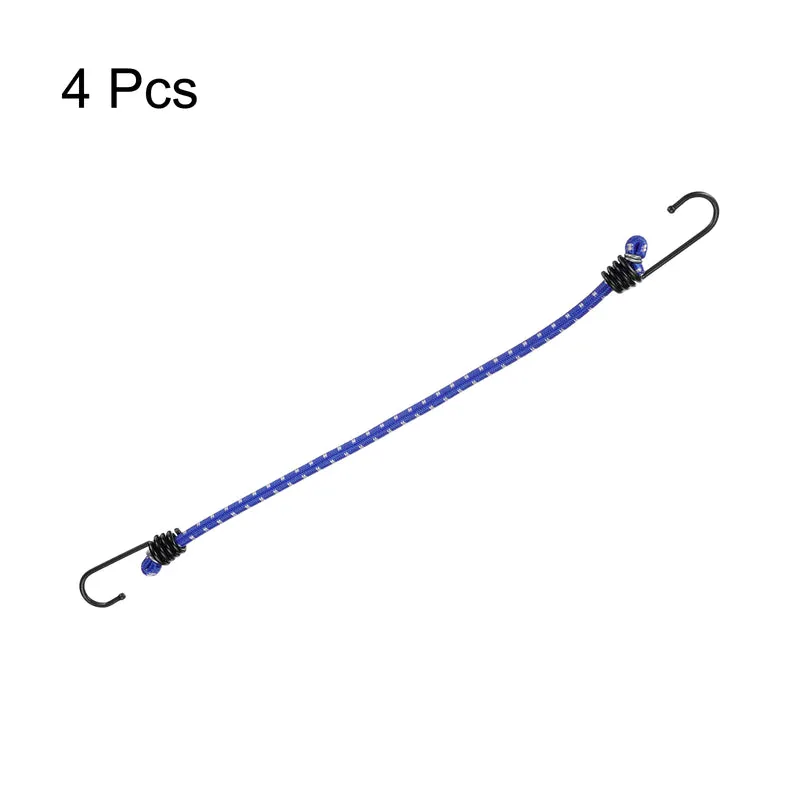 4Pcs Bungee Cord with Hooks 16" Rubber Bungee Cords for Outdoor, Blue
