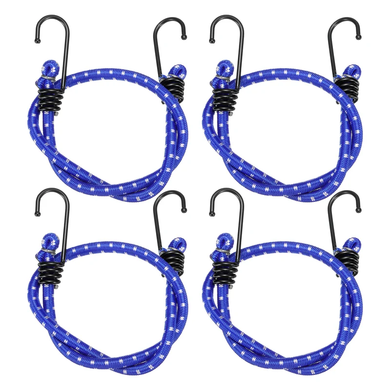 4Pcs Bungee Cord with Hooks 24" Rubber Bungee Cords for Outdoor, Blue