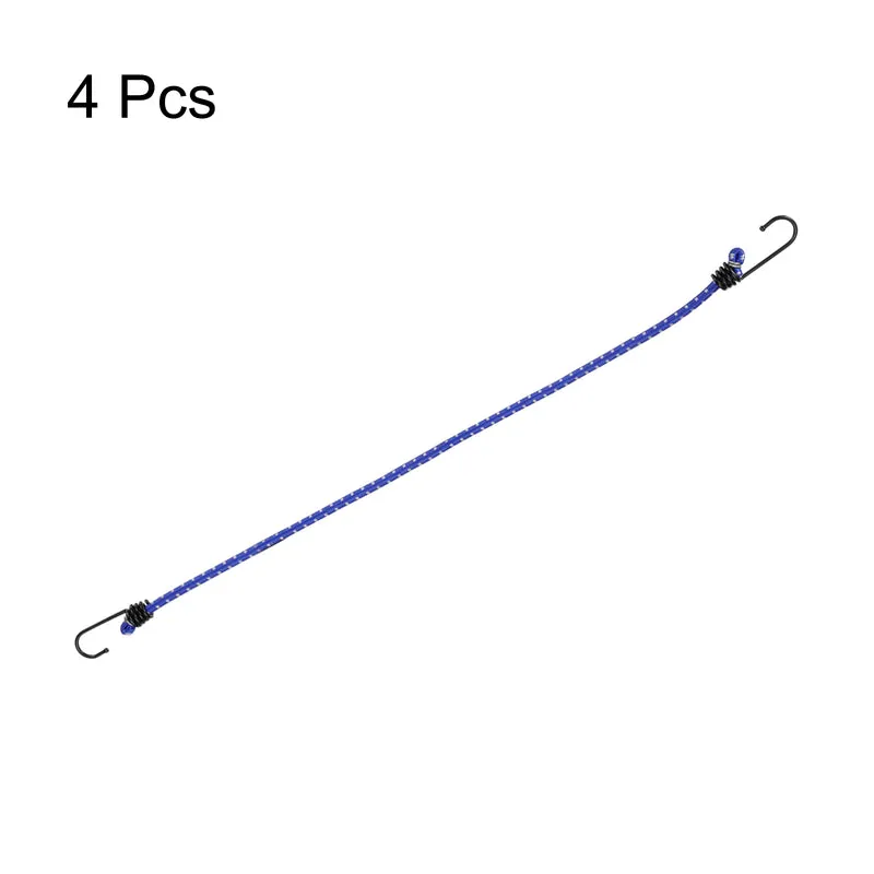 4Pcs Bungee Cord with Hooks 24" Rubber Bungee Cords for Outdoor, Blue