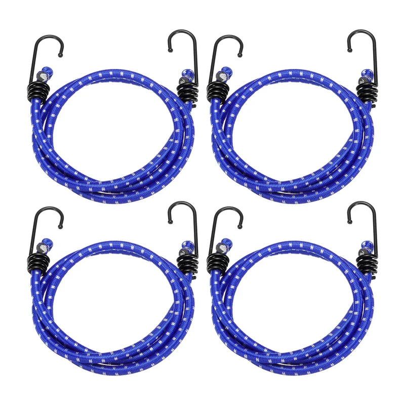 4Pcs Bungee Cord with Hooks 40" Rubber Bungee Cords for Outdoor, Blue