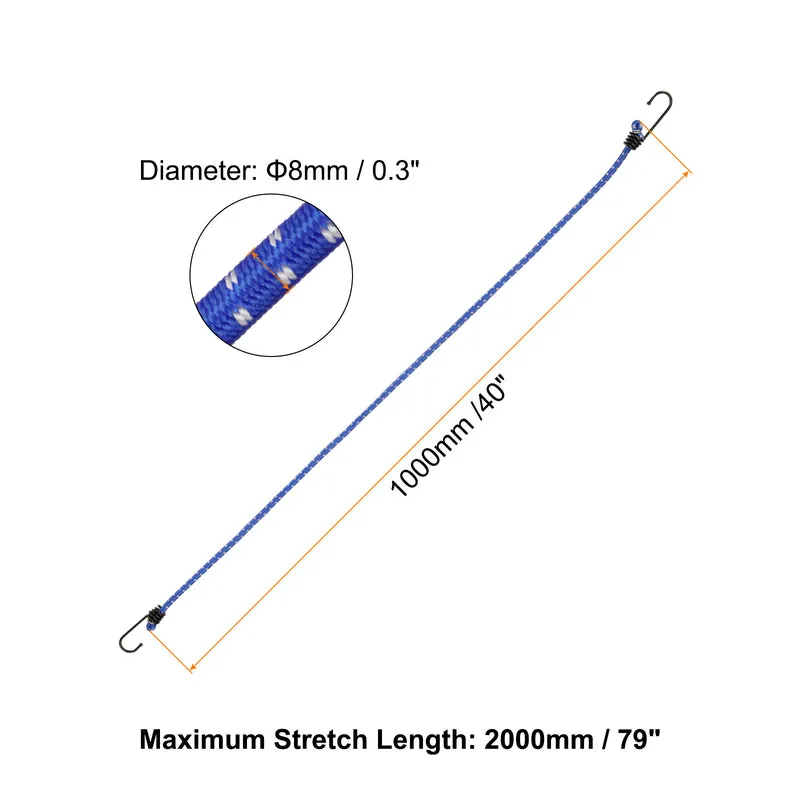 4Pcs Bungee Cord with Hooks 40" Rubber Bungee Cords for Outdoor, Blue
