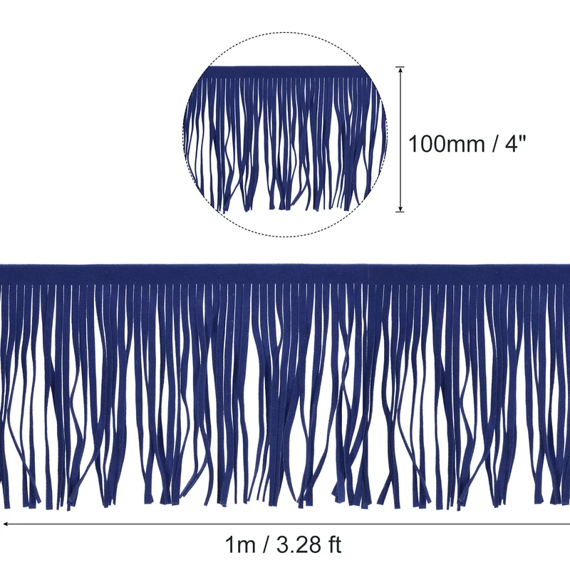 1 Yard 4 Inch PU Leather Fringe Trim Tassel Fringe for Sewing Blue