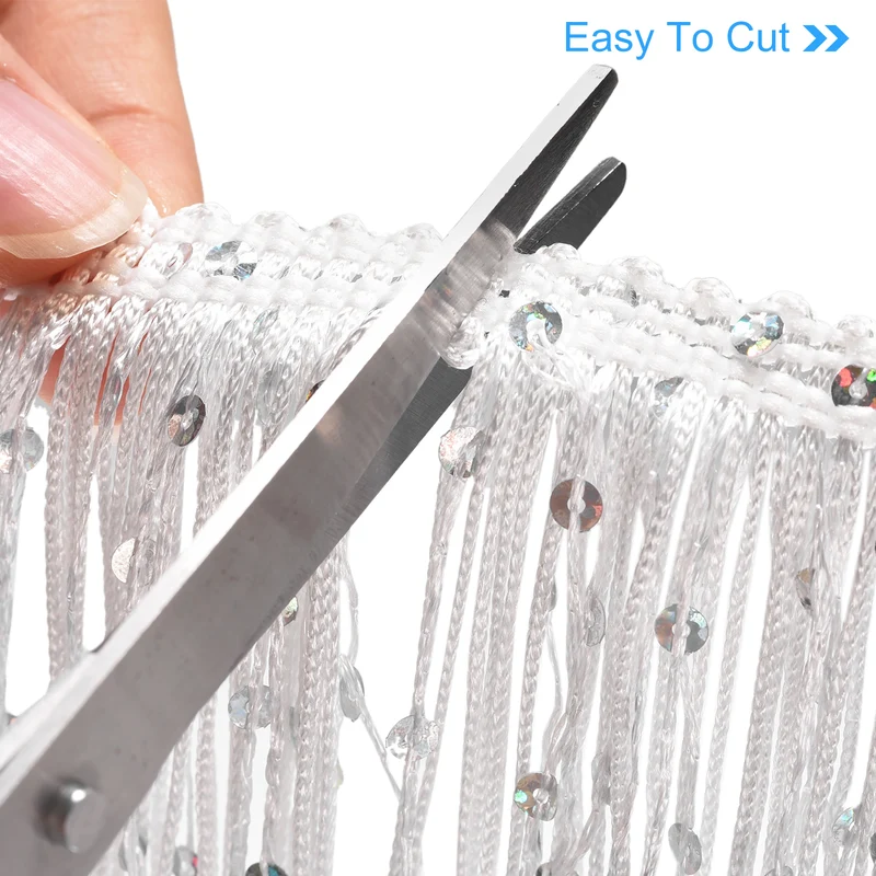 5.5 Yards of 6" White Sequin Fringe Trim DIY Tassel Trim, (16.4 Ft/5m)