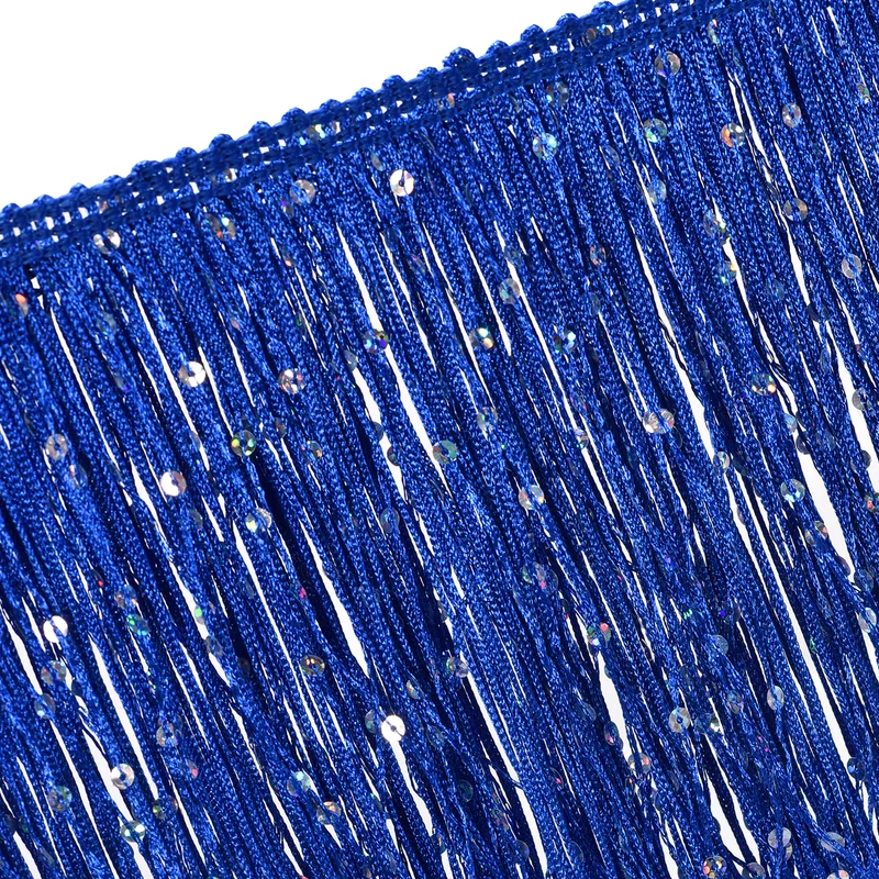 5.5 Yards of 6" Blue Sequin Fringe Trim DIY Tassel Trim, (16.4 Ft/5m)