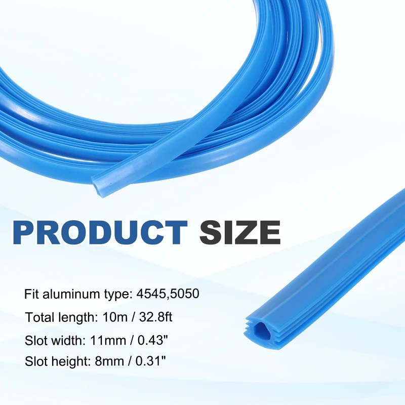 10m / 32.8ft Blue 10mm 4545, 5050 Aluminum t Slot Soft Cover Seal Pack of 1