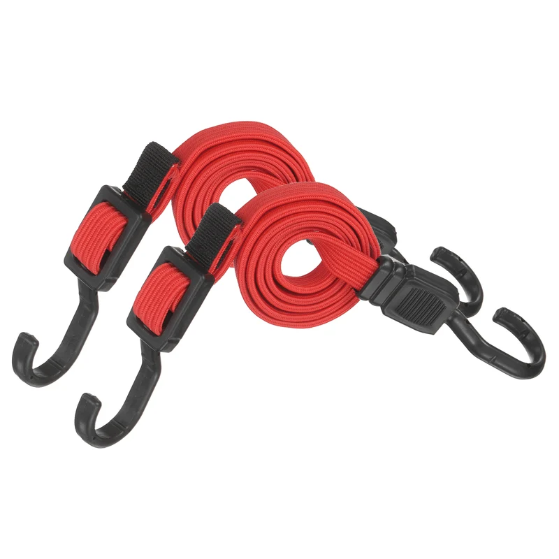 2pcs Adjustable Bungee Cords with Hook 47" Elastic Bungee Strap, Red