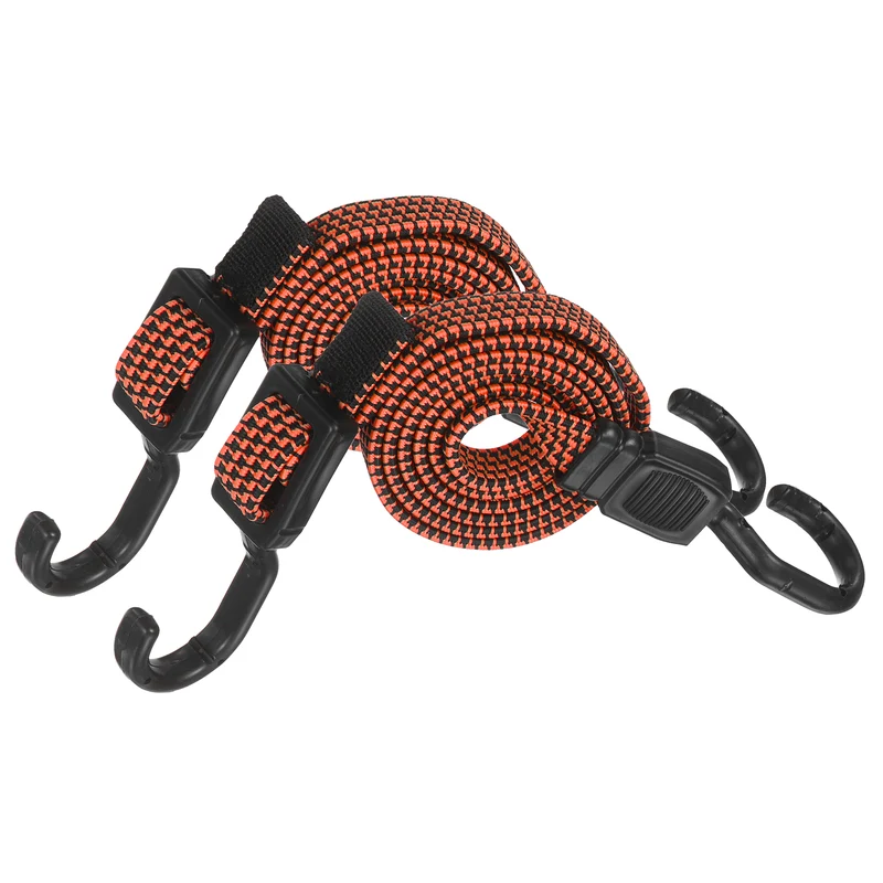 2pcs Adjustable Bungee Cords with Hook 47" Elastic Bungee Strap, Orange