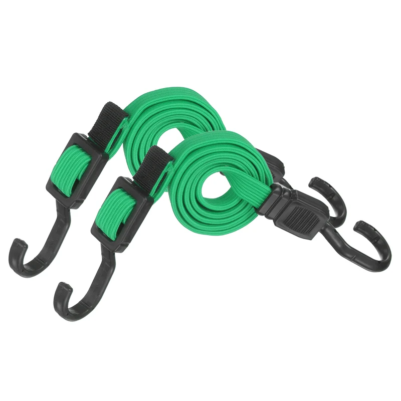 2pcs Adjustable Bungee Cords with Hook 47" Elastic Bungee Strap, Green