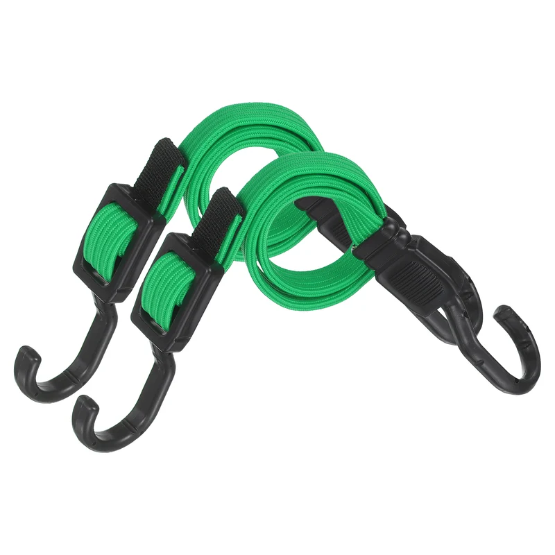 2pcs Adjustable Bungee Cords with Hook 24" Elastic Bungee Strap, Green