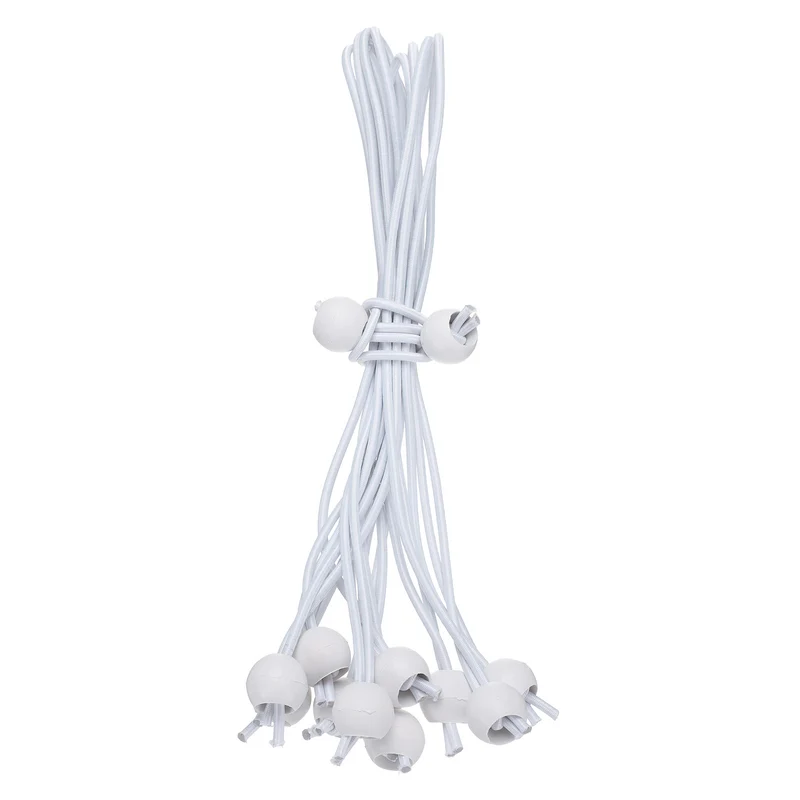 10Pcs Ball Bungee Cords 8" Heavy Duty Bungee Cord Balls for Tent Holding, White