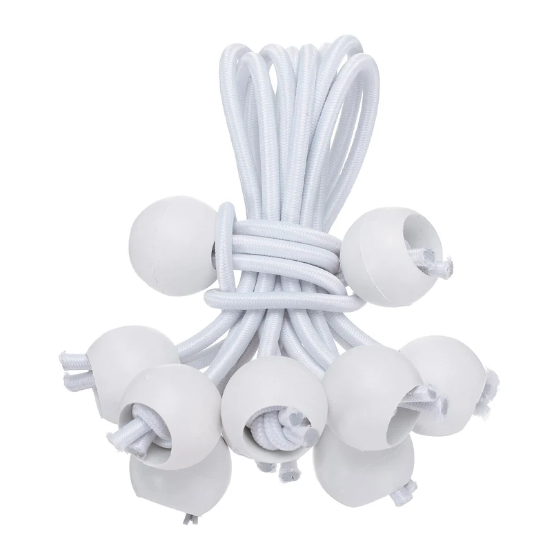 10Pcs Ball Bungee Cords 4" Heavy Duty Bungee Cord Balls for Tent Holding White