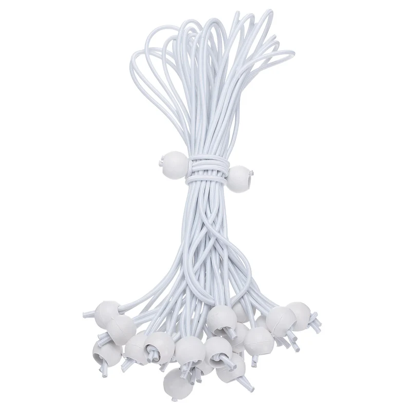 20Pcs Ball Bungee Cords 12" Heavy Duty Bungee Cord Balls for Tent Holding White