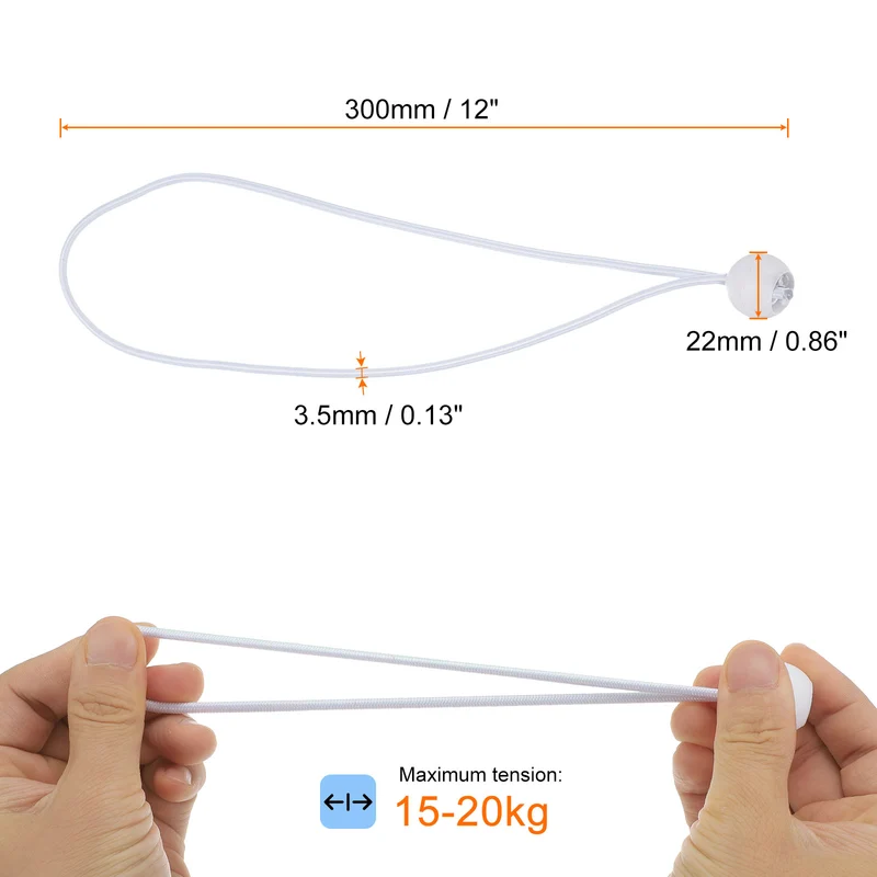 20Pcs Ball Bungee Cords 12" Heavy Duty Bungee Cord Balls for Tent Holding White