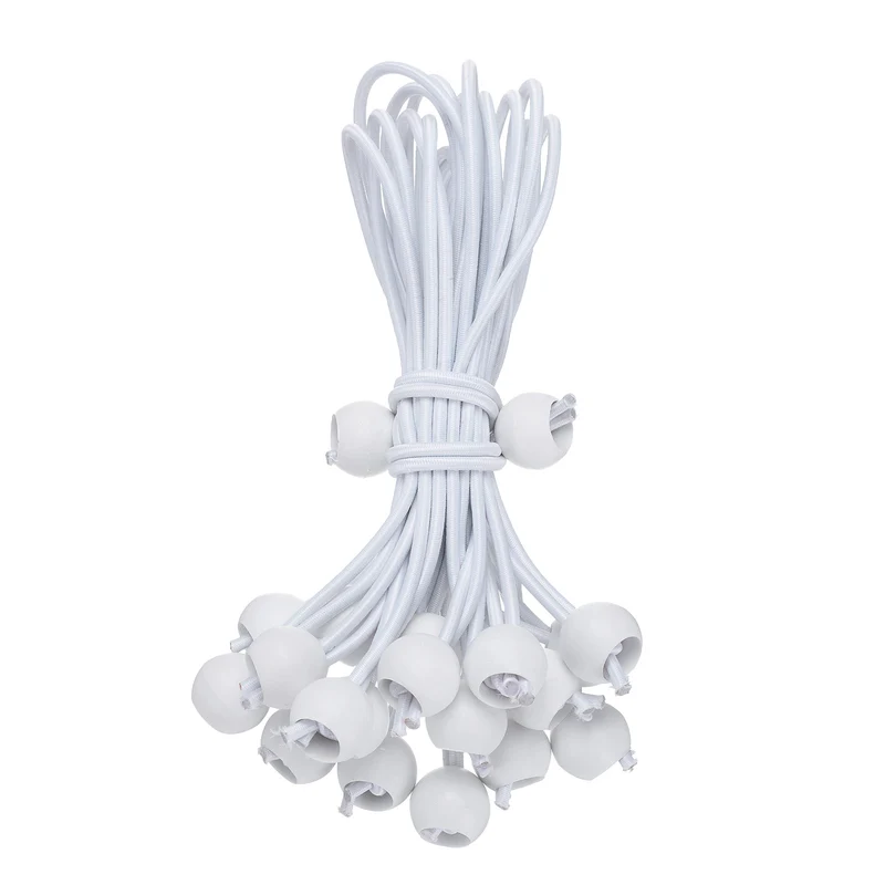 20Pcs Ball Bungee Cords 8" Heavy Duty Bungee Cord Balls for Tent Holding White