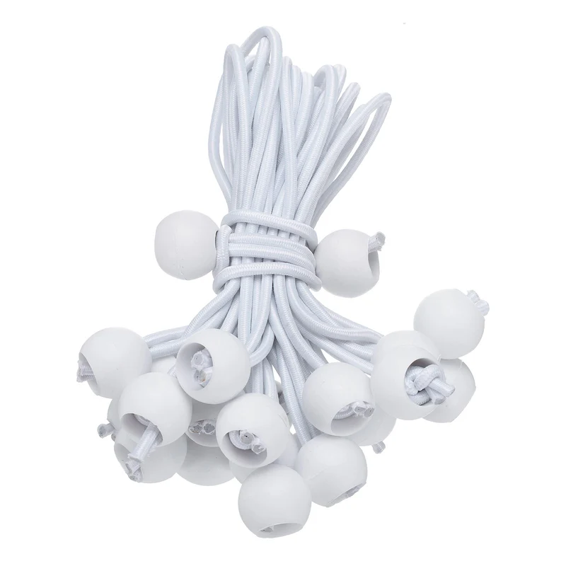 20Pcs Ball Bungee Cords 6" Heavy Duty Bungee Cord Balls for Tent Holding, White