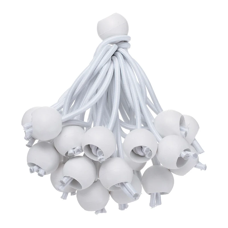 20Pcs Ball Bungee Cords 4" Heavy Duty Bungee Cord Balls for Tent Holding, White